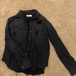 Hollister black button up